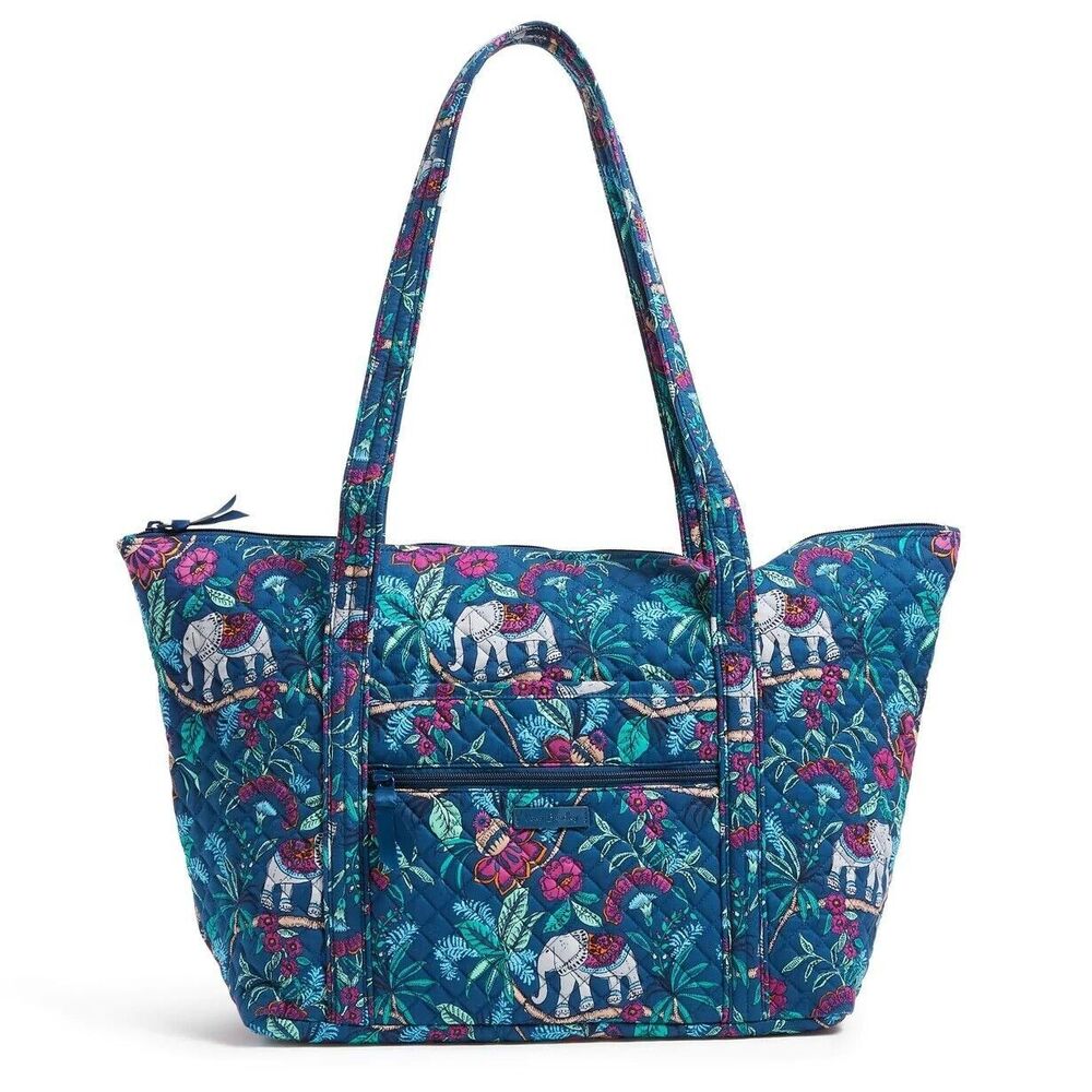 Vera Bradley Miller Travel Bag, Large Purse Travel Tote, Kerala Elephants, NEW w